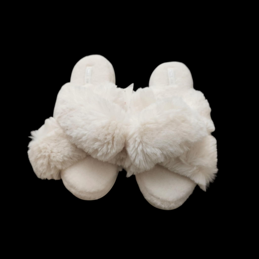 Halluci White Faux Fur Slippers 7.5/8.5 New